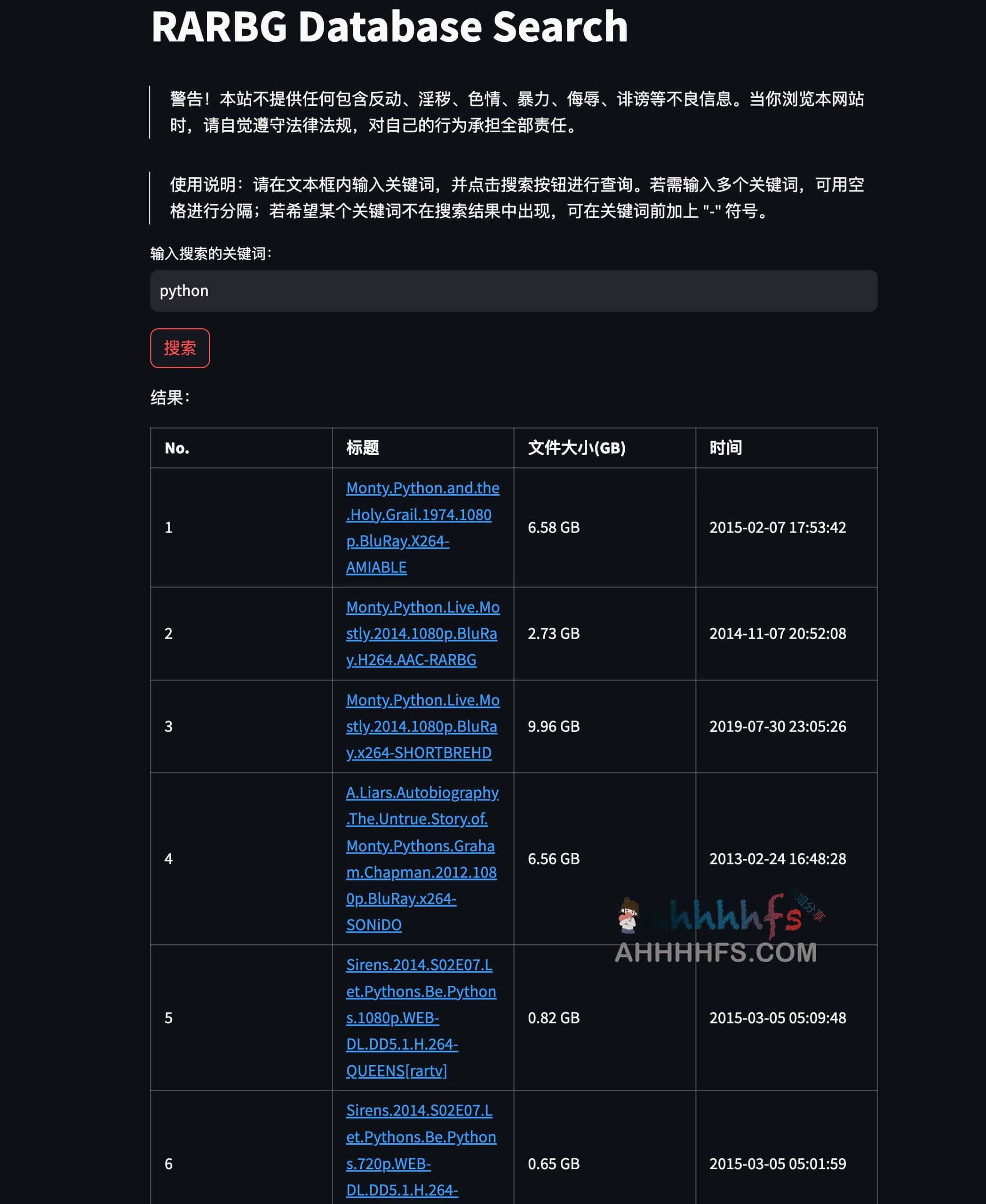 RARBG磁力数据库搜索引擎-RARBG Database Search