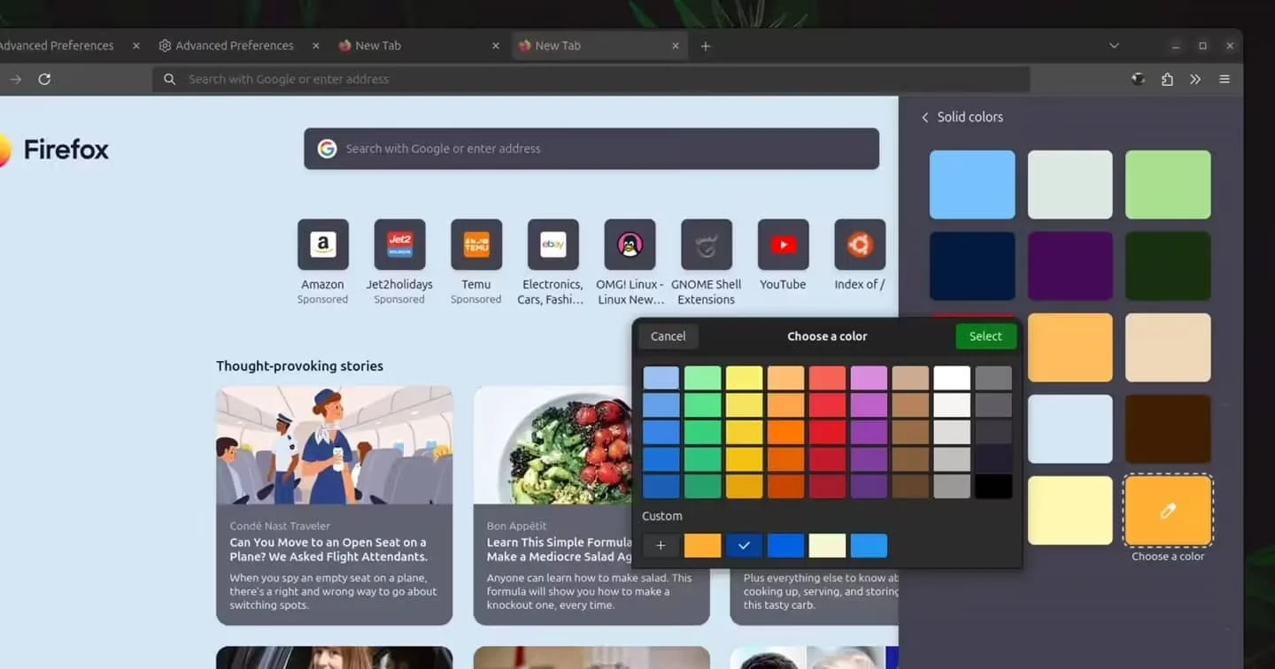 火狐 Firefox 浏览器 138 新特性:新标签页背景支持上传图片定制插图2 火狐 Firefox 浏览器 138 新特性:新标签页背景支持上传图片定制插图2