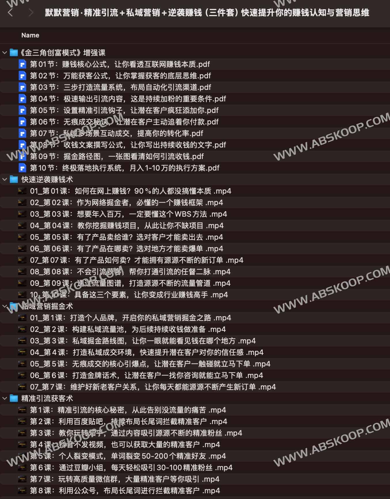 默默营销 精准引流+私域营销+逆袭赚钱（三件套）快速提升你的赚钱认知与营销思维