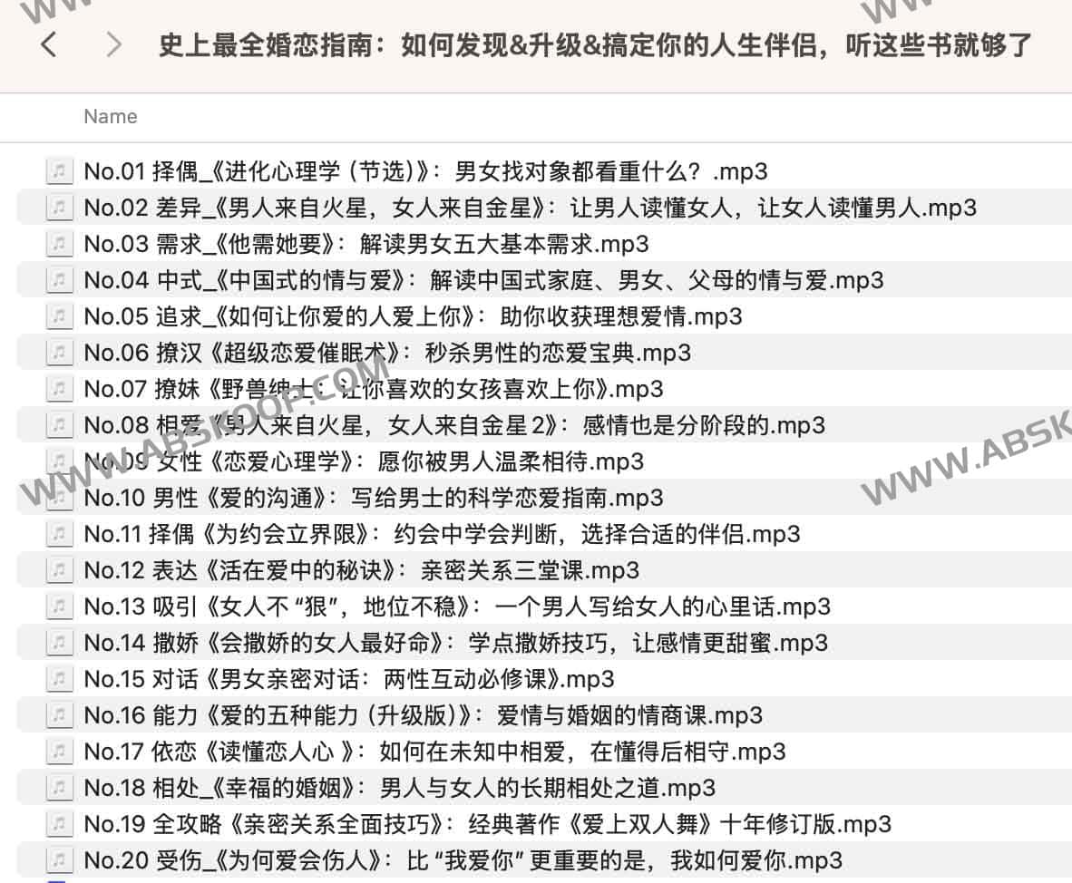 史上最全婚恋指南：如何发现&升级&搞定你的人生伴侣，听这些书就够了