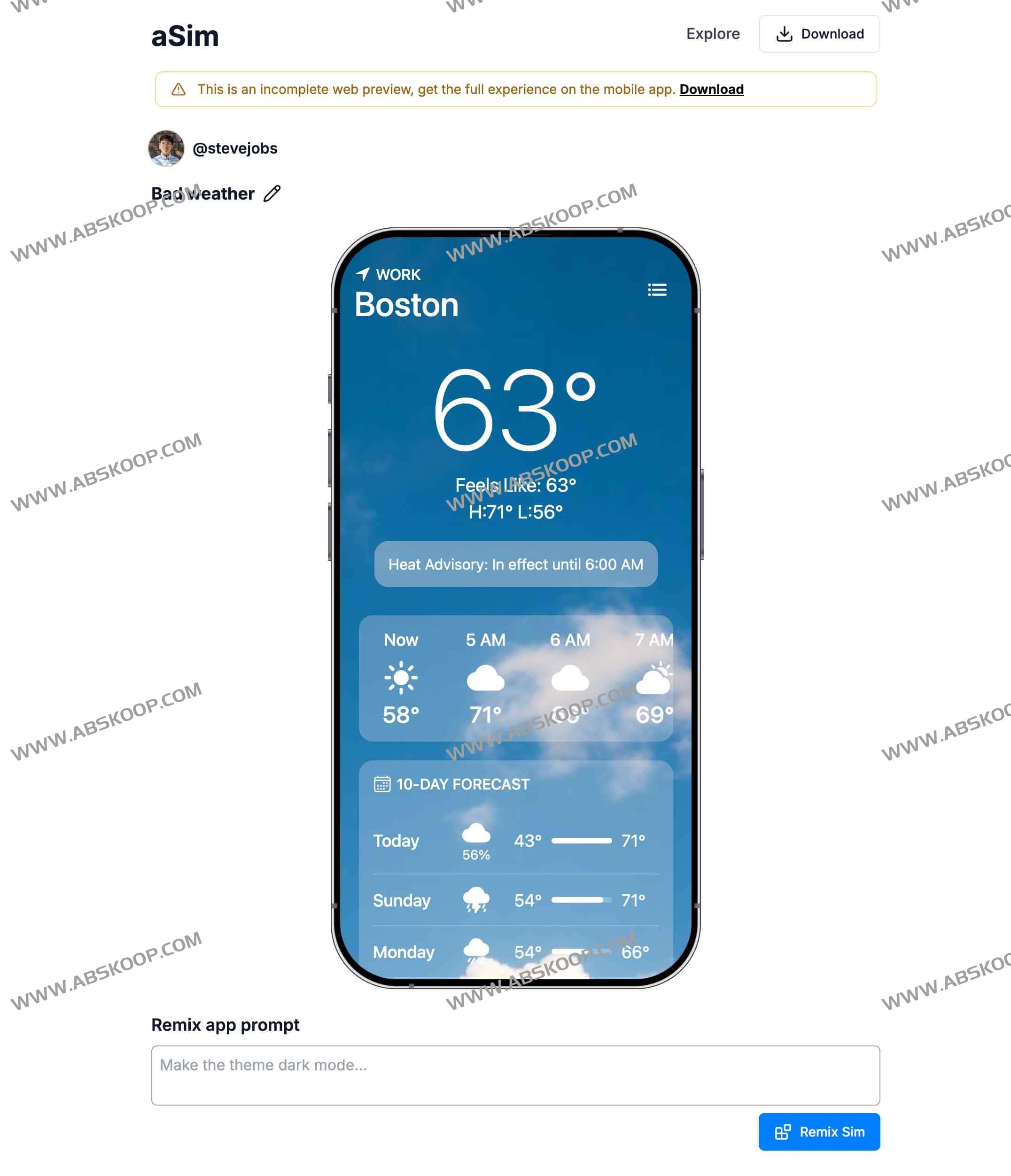 aSim：AI移动端APP生成神器 一句话即可生成一个APP