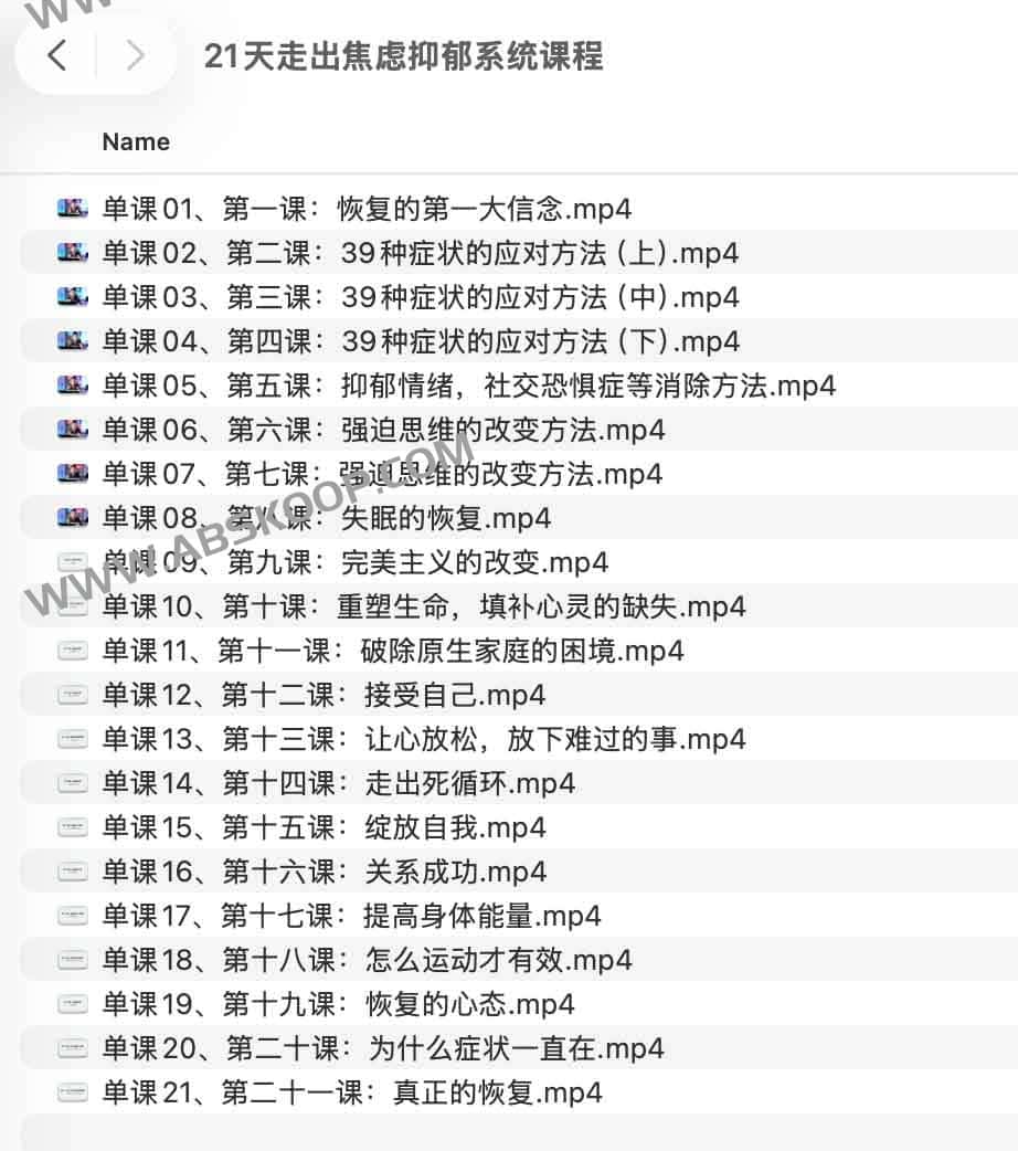 21天走出焦虑抑郁系统课程
