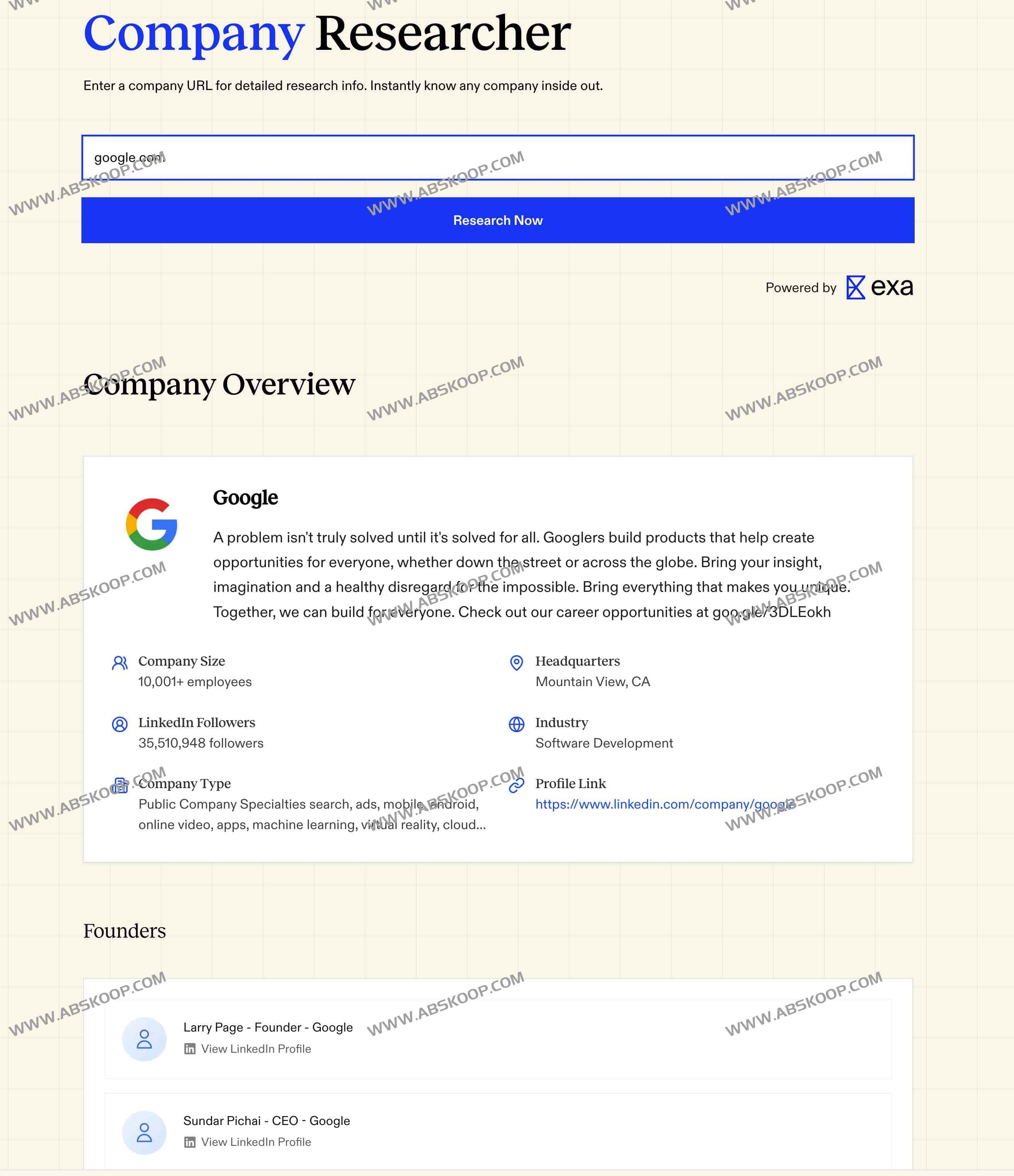 开源公司信息AI搜索引擎：Company Researcher