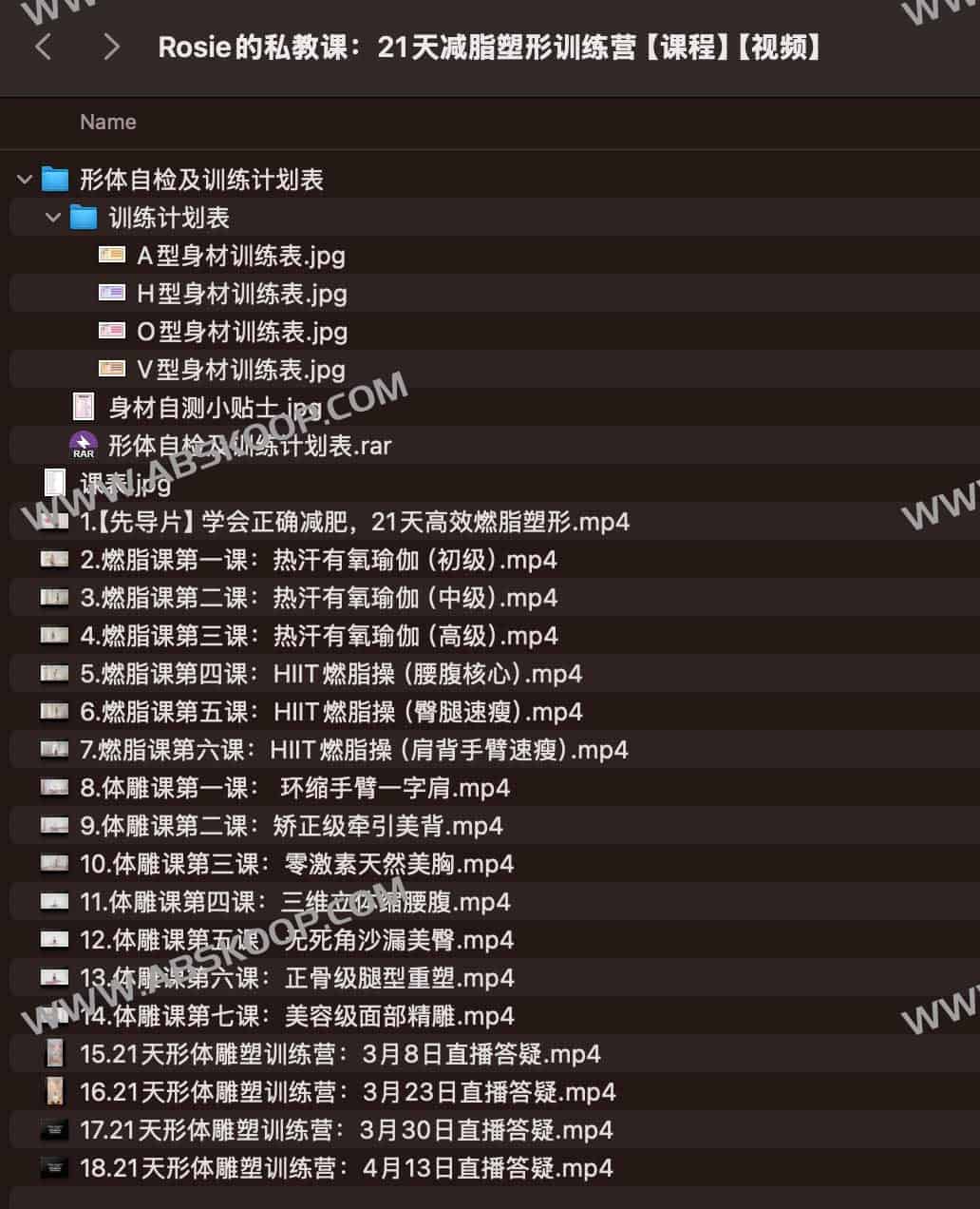 Rosie的私教课：21天减脂塑形训练营