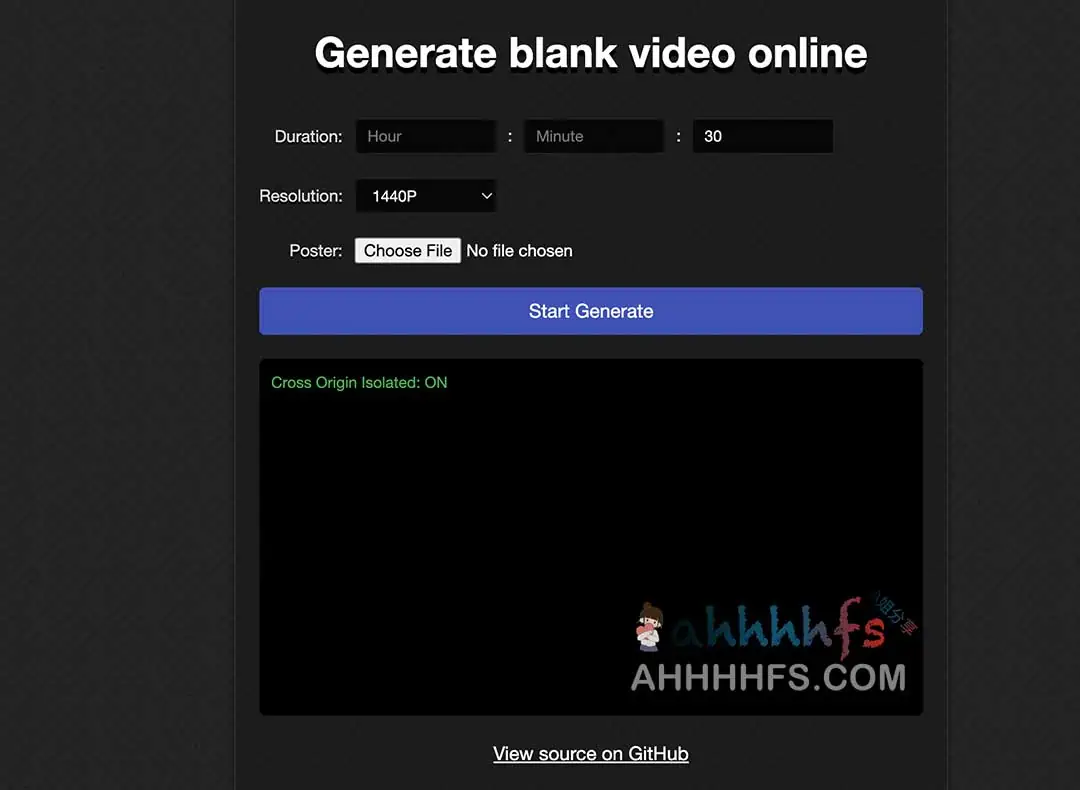 Generate blank video online 在线空白视频生成器 开源