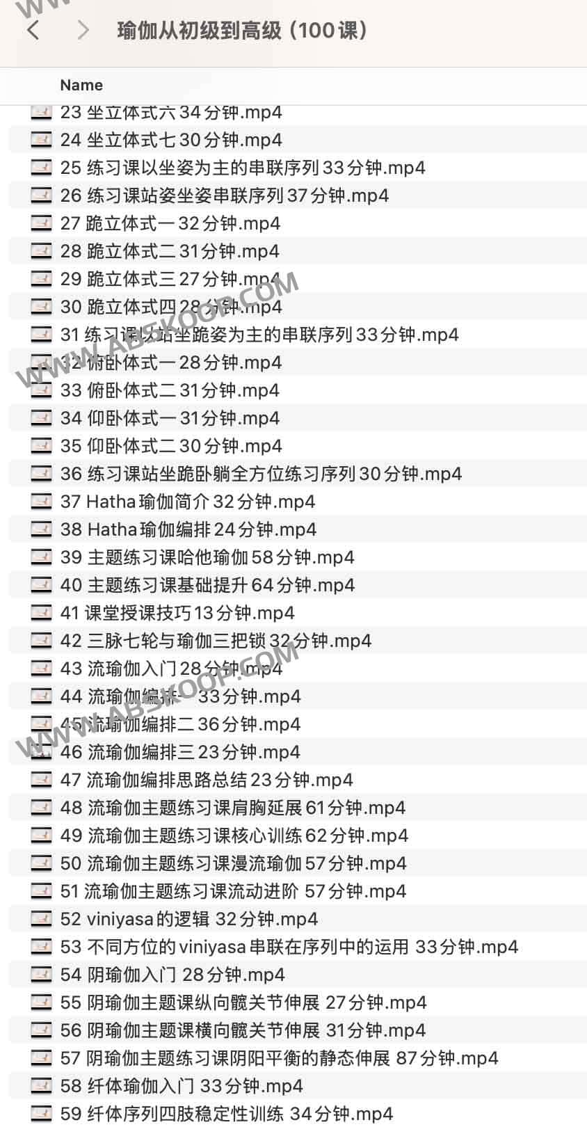 瑜伽从初级到高级（100课）