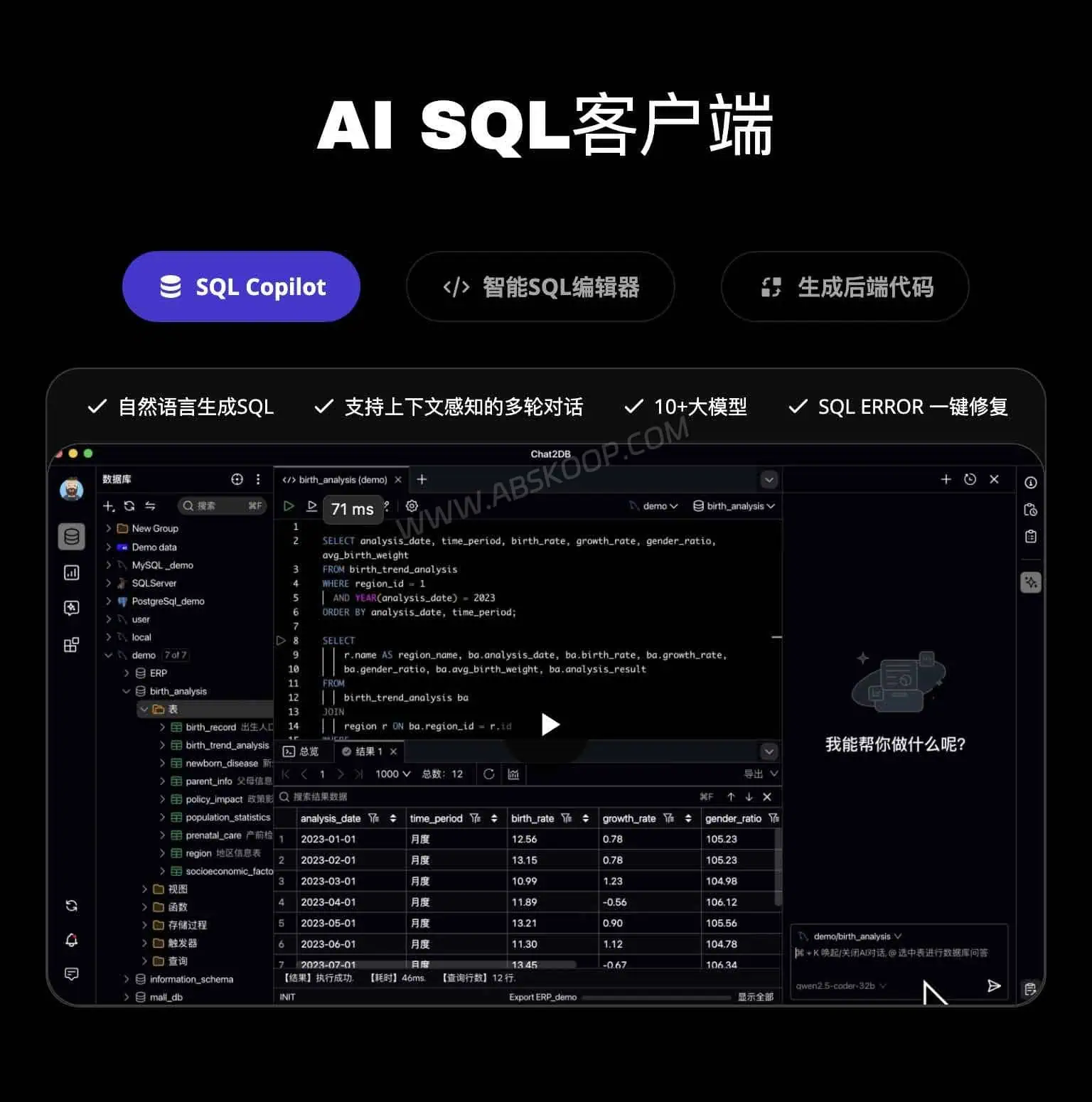 Chat2DB 使用自然语言生成 SQL 查询语句