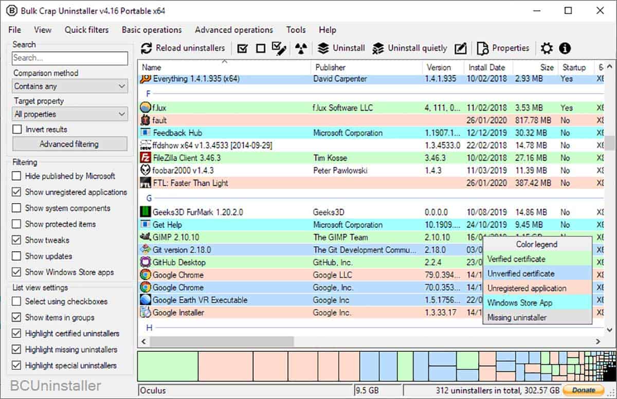 Bulk Crap Uninstaller- 免费开源Windows软件卸载工具
