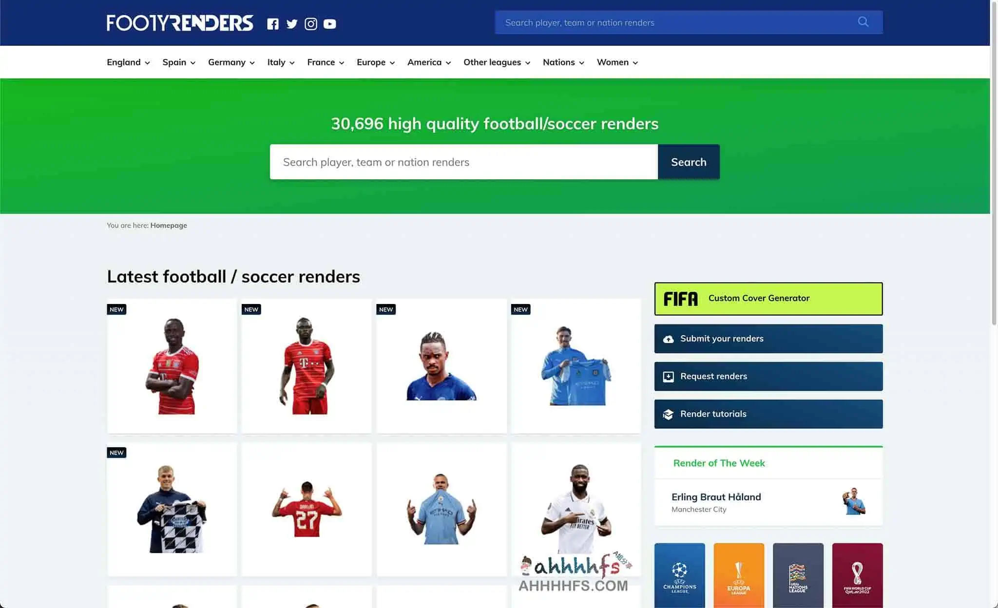 FootyRenders 30000+足球球员PNG照片下载 收藏极佳