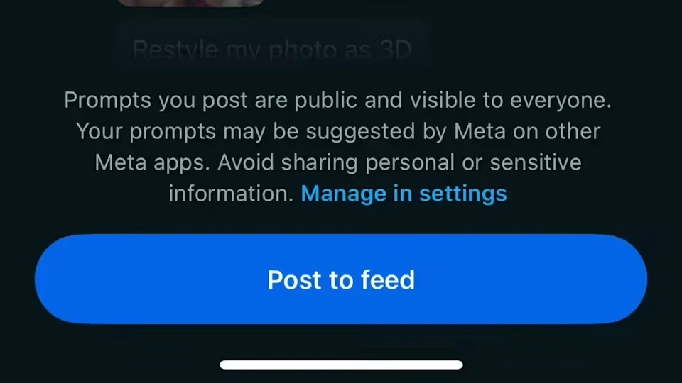 Meta AI 应用新增隐私警告:避免分享个人或敏感信息插图 Meta AI 应用新增隐私警告:避免分享个人或敏感信息插图