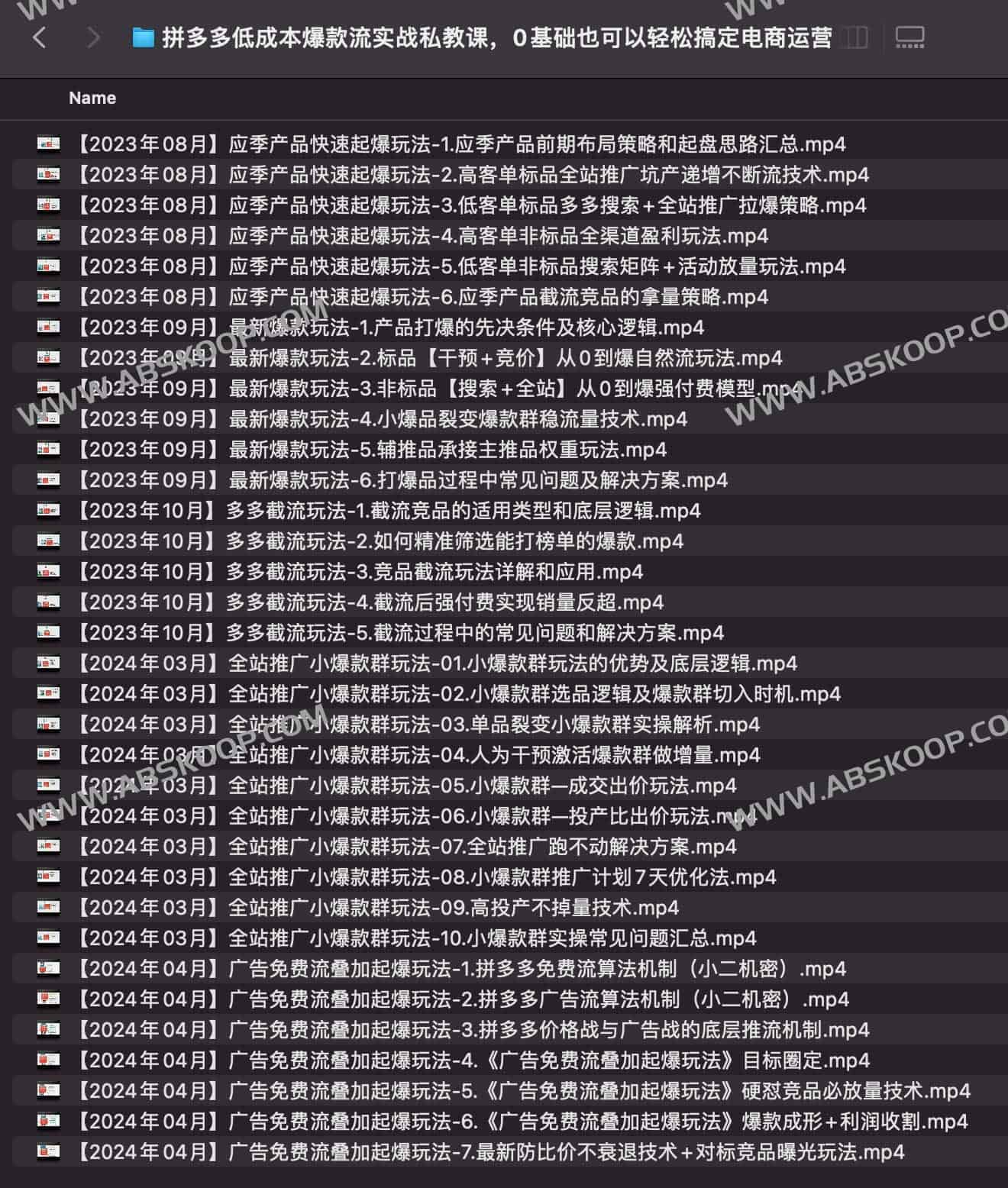 拼多多低成本爆款流实战私教课，0基础也可以轻松搞定电商运营
