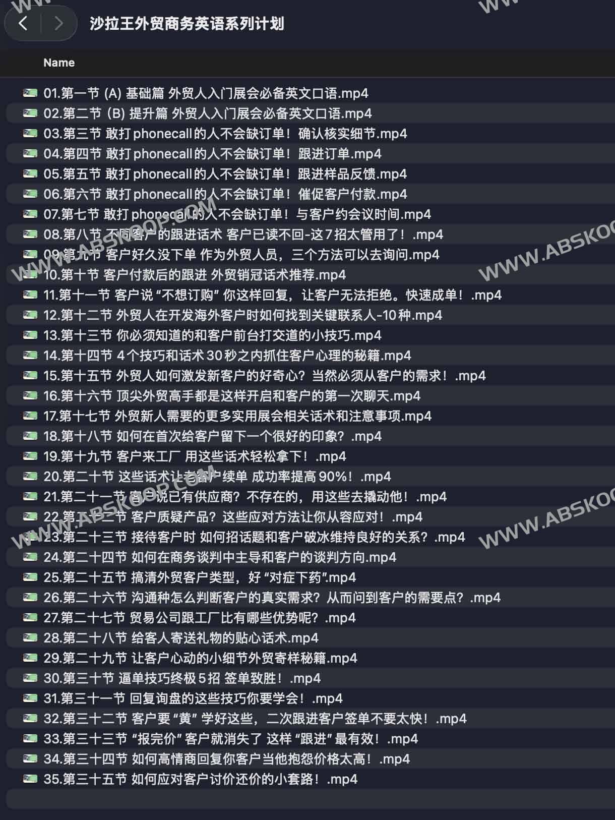 沙拉王外贸商务英语系列计划
