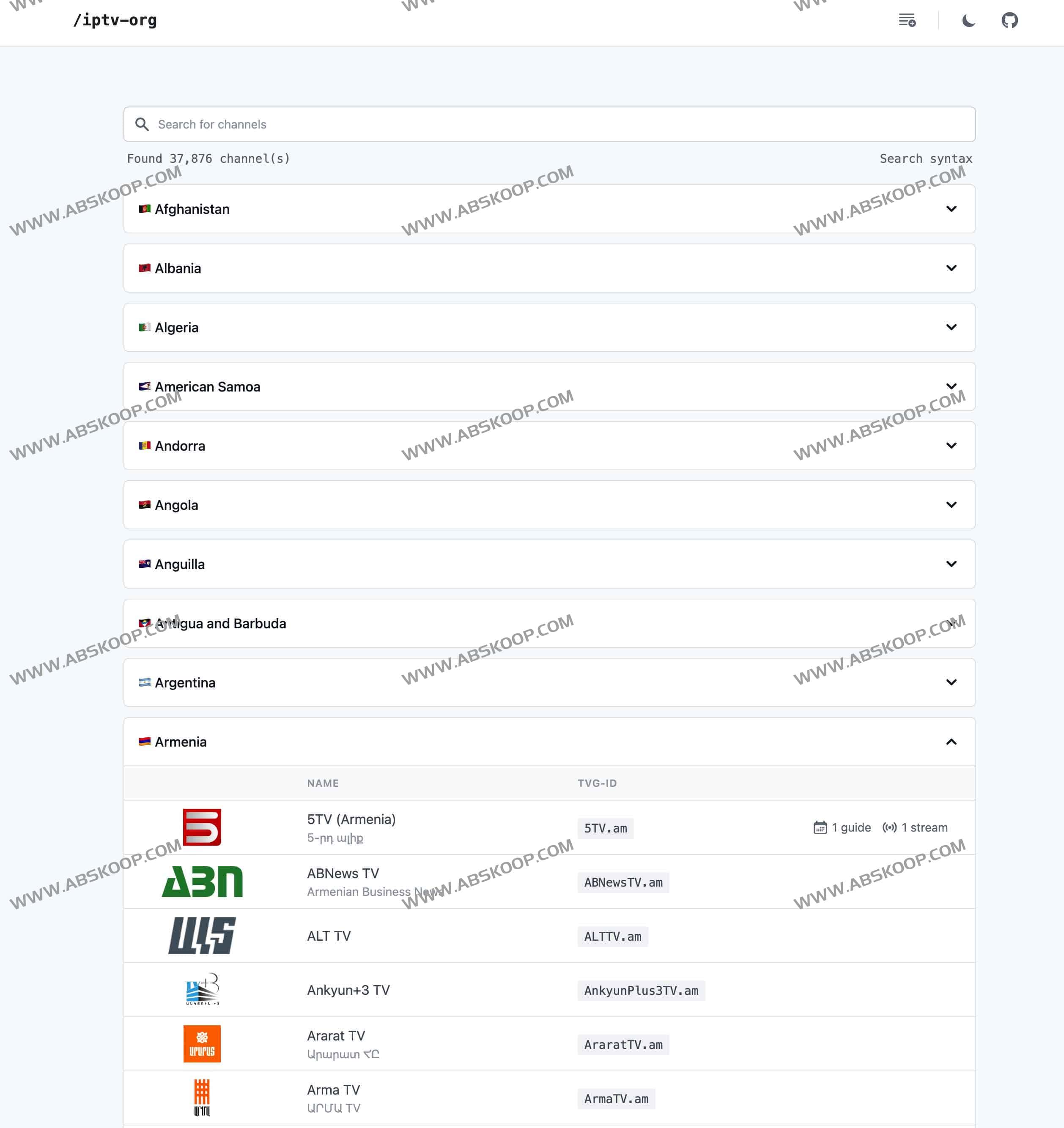 iptv-org：全球各国公开可用的 IPTV 频道直播源m3u 37000+频道
