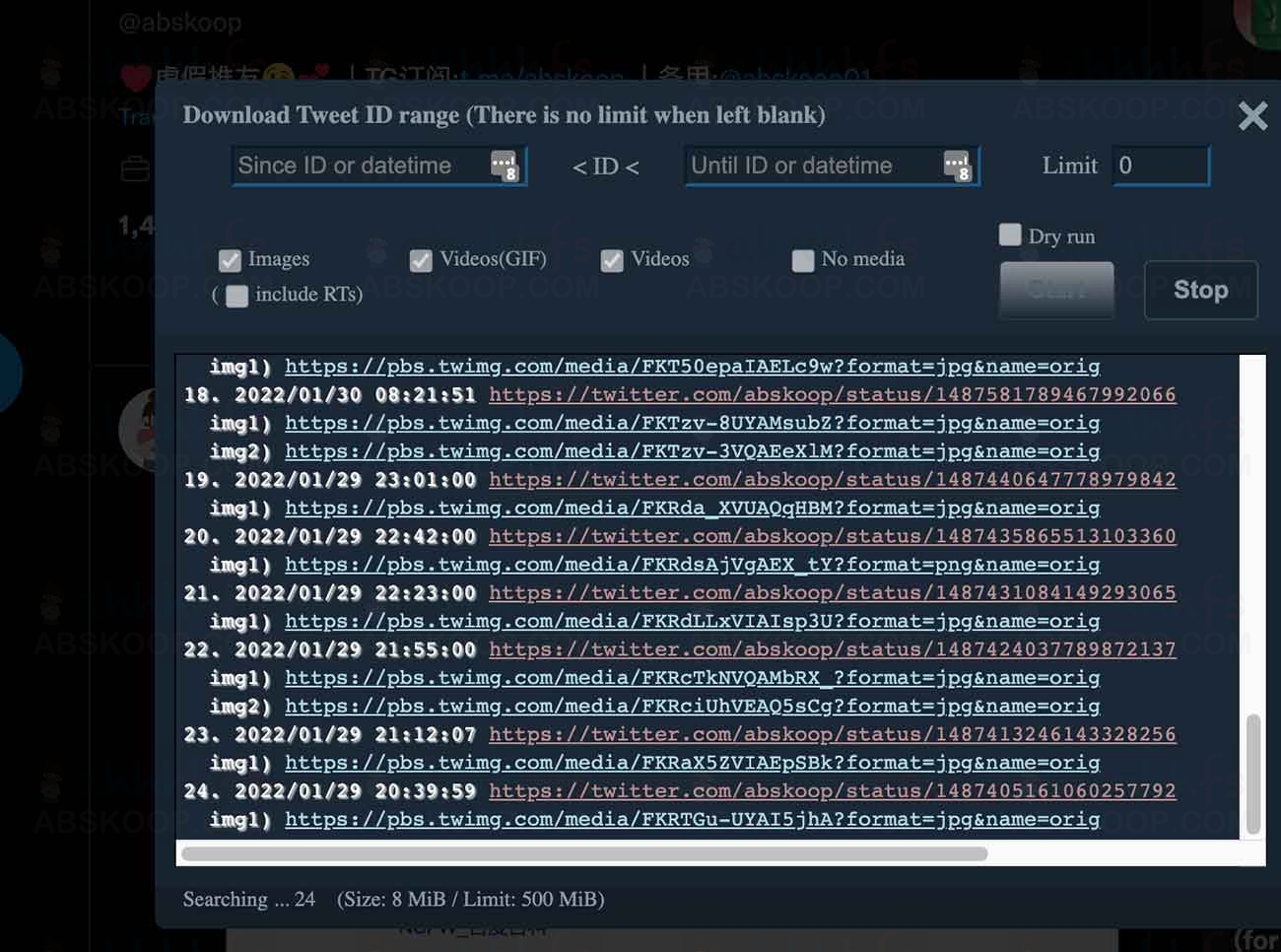 Twitter-Media-Downloader扩展下载界面