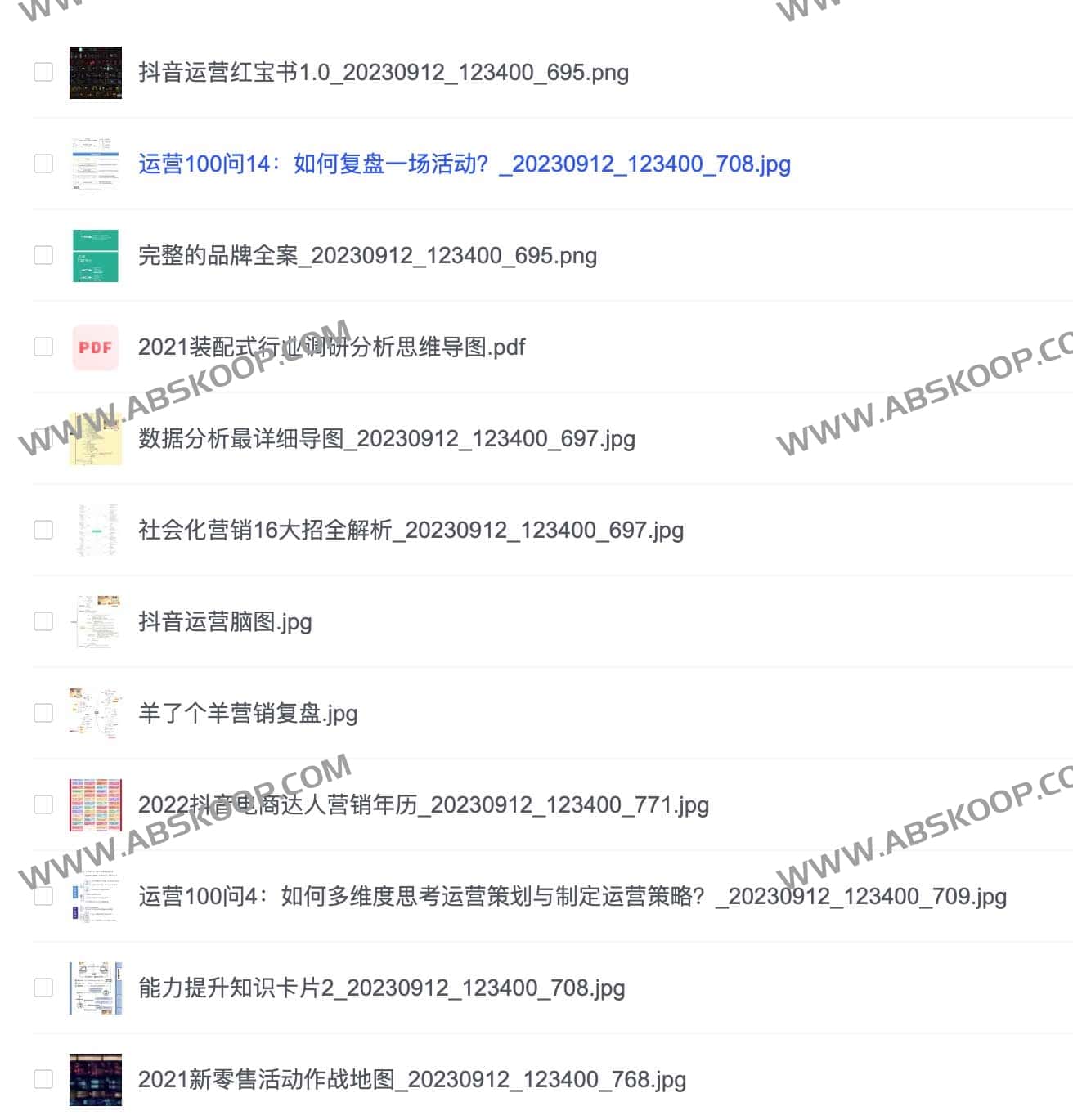 各行各业运营知识地图（300+份）