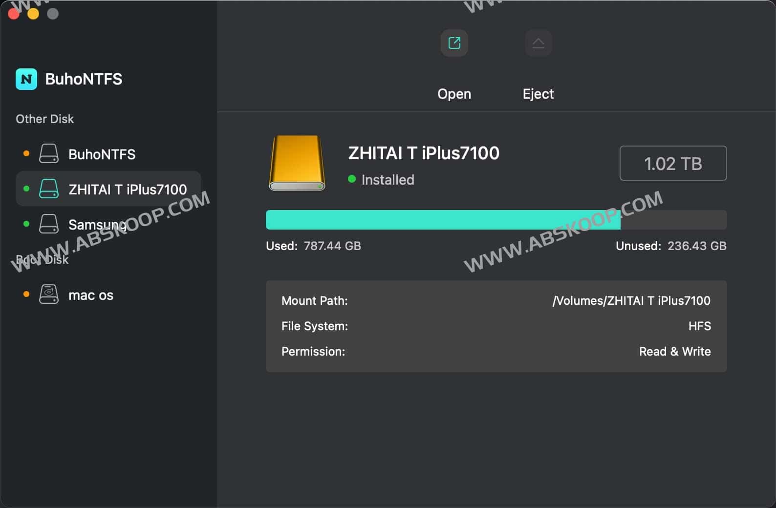 BuhoNTFS 终身版限免- macOS NTFS 格式磁盘读写工具