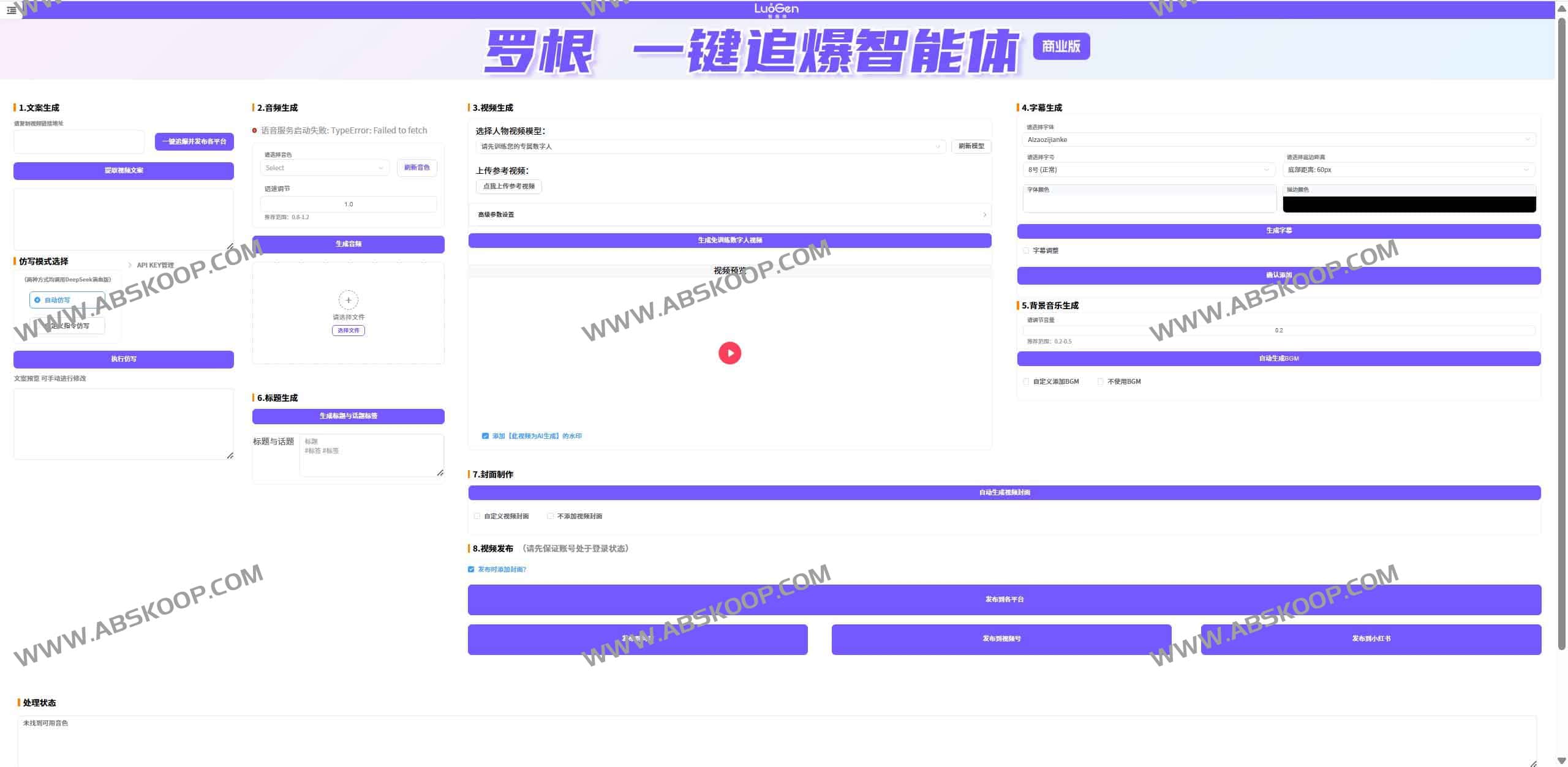 LuoGen-agent：一键生成爆款视频的全自动AI数字人口播工具