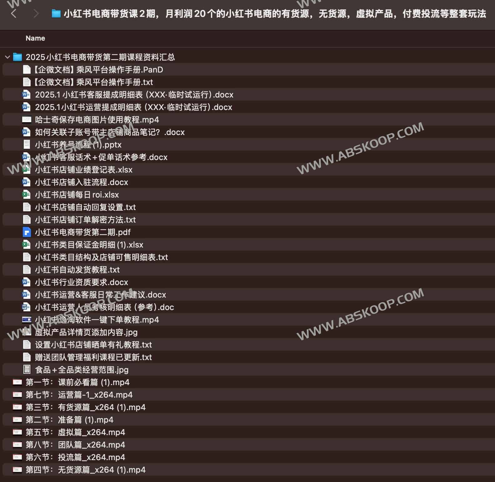 小红书电商带货课2期，月利润20个的小红书电商的有货源，无货源，虚拟产品，付费投流等整套玩法