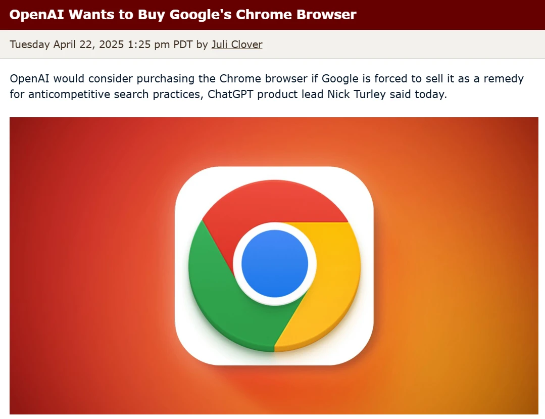 谷歌陷反垄断风暴恐被迫剥离 Chrome 浏览器,OpenAI 喊话有意收购插图 谷歌陷反垄断风暴恐被迫剥离 Chrome 浏览器,OpenAI 喊话有意收购插图