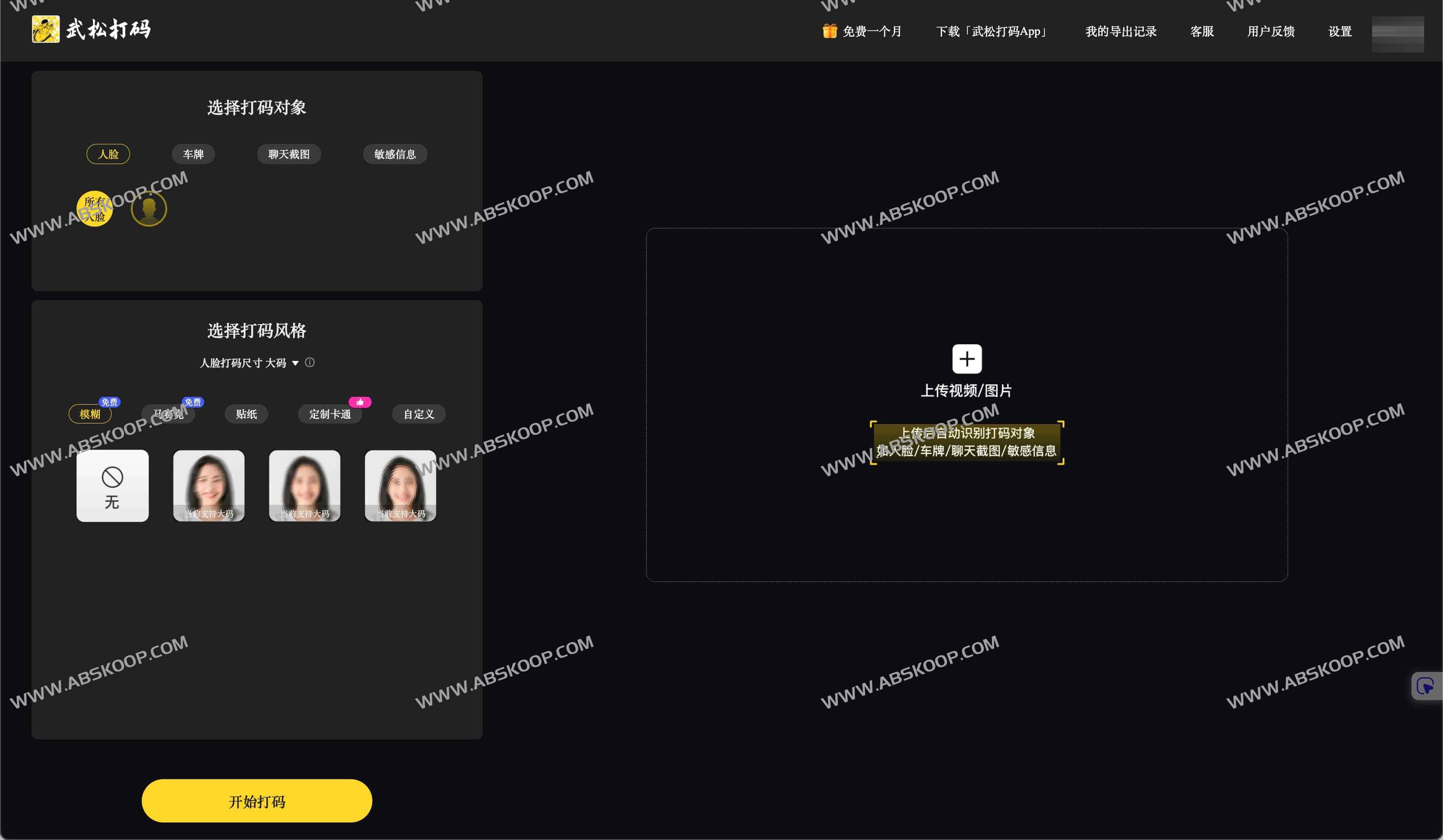 武松打码：AI自动打码神器，人脸车牌等图片视频打码工具
