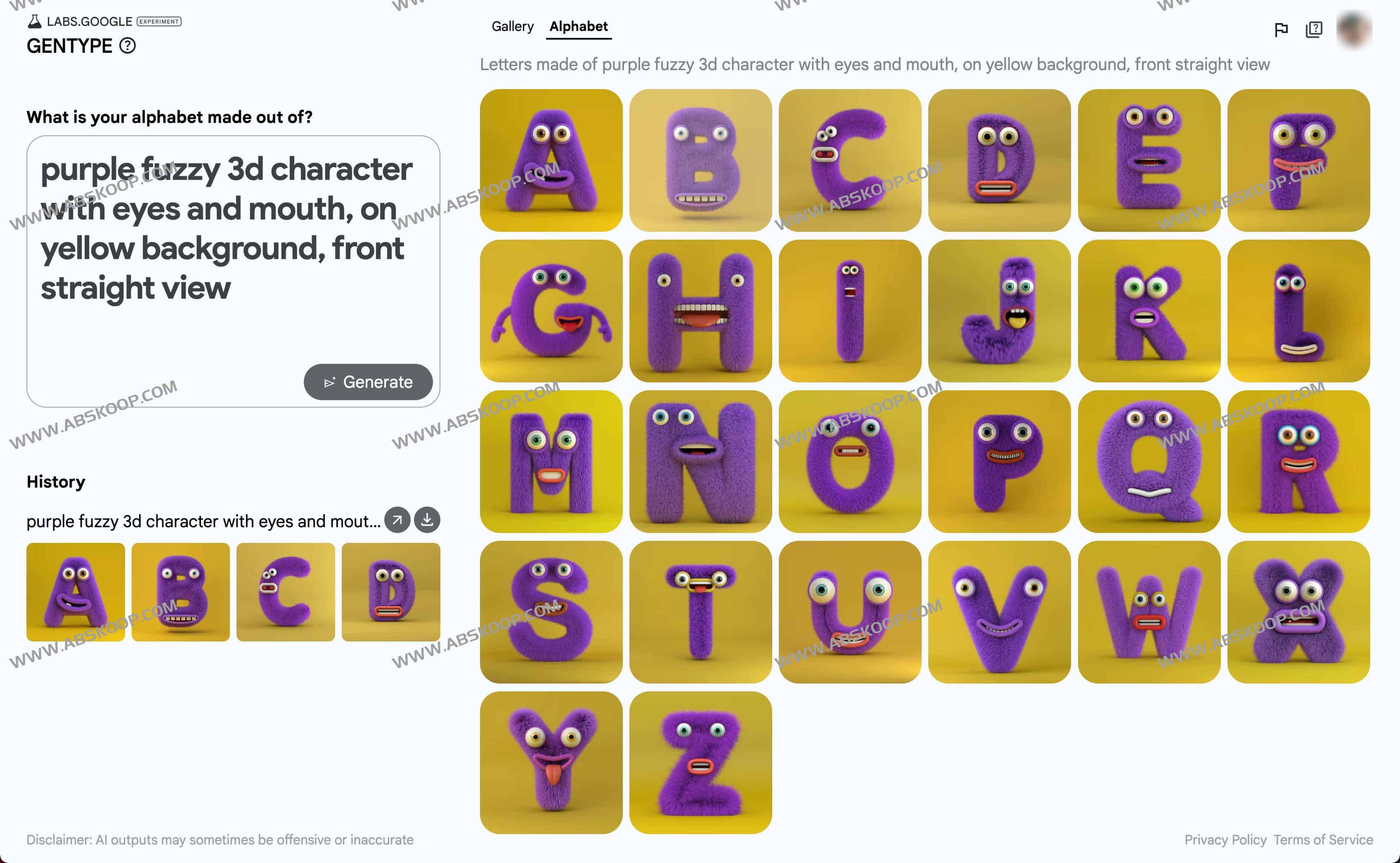 Google AI字母表生成器-GenType