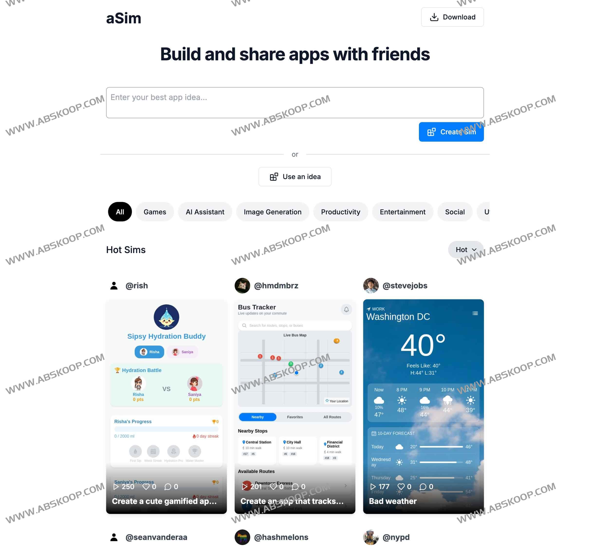 aSim：AI移动端APP生成神器 一句话即可生成一个APP