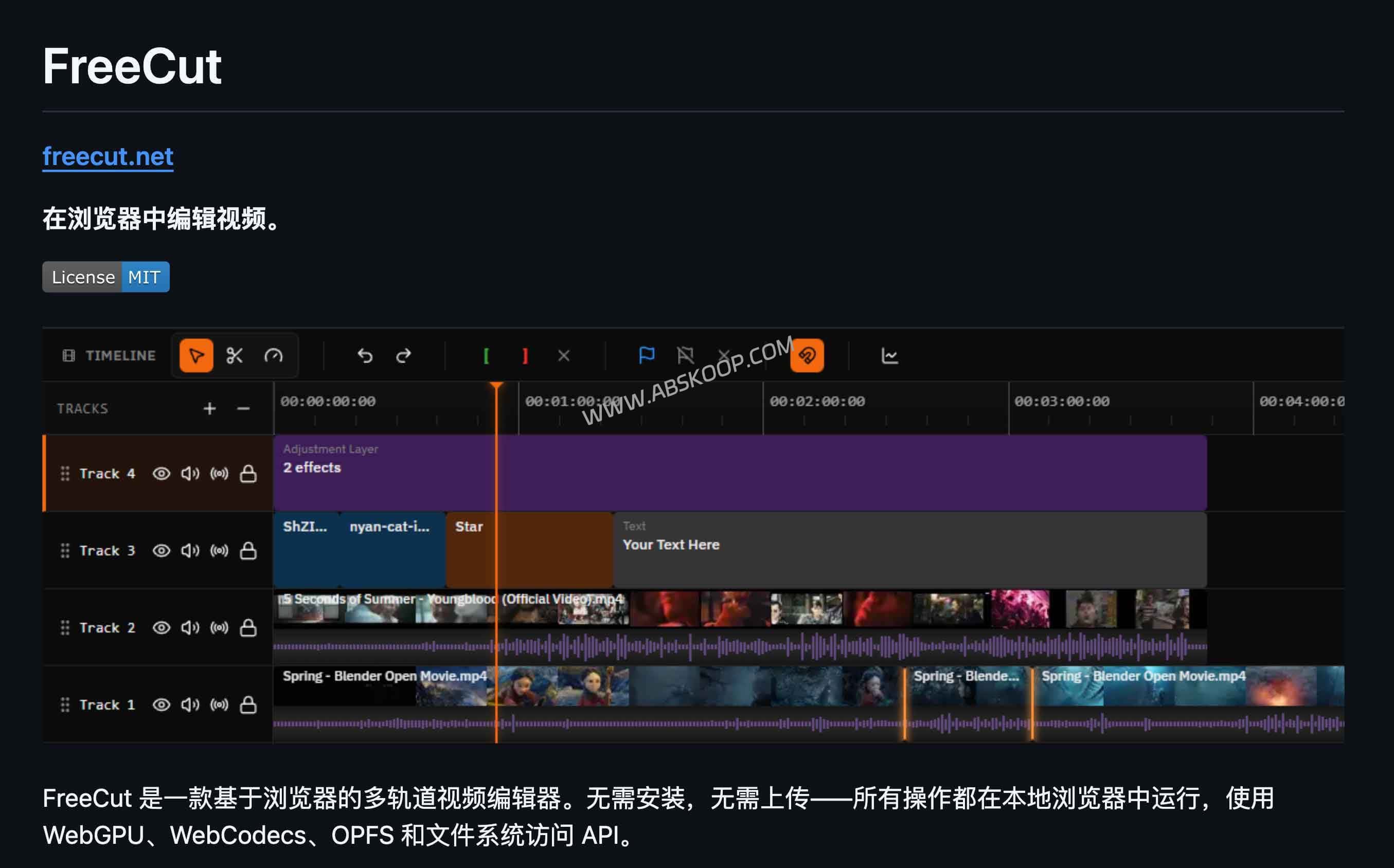 FreeCut：开源浏览器视频编辑器，免安装本地剪辑不上传素材