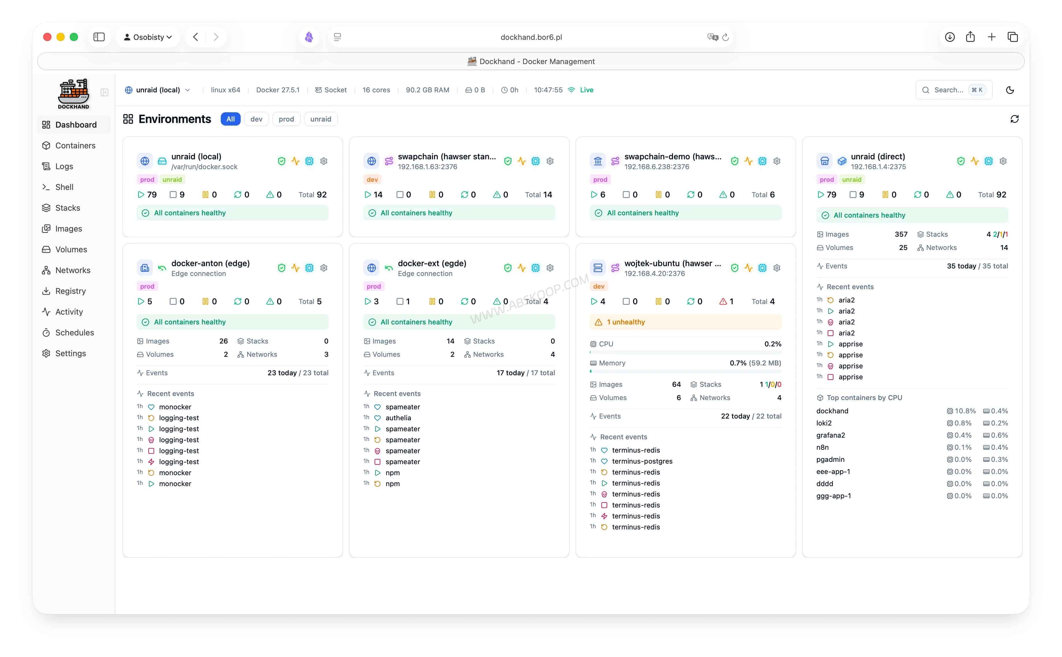 Dockhand Docker 管理面板:能替代 Portainer 吗?支持多主机与漏洞扫描 Dockhand Docker 管理面板仪表盘界面