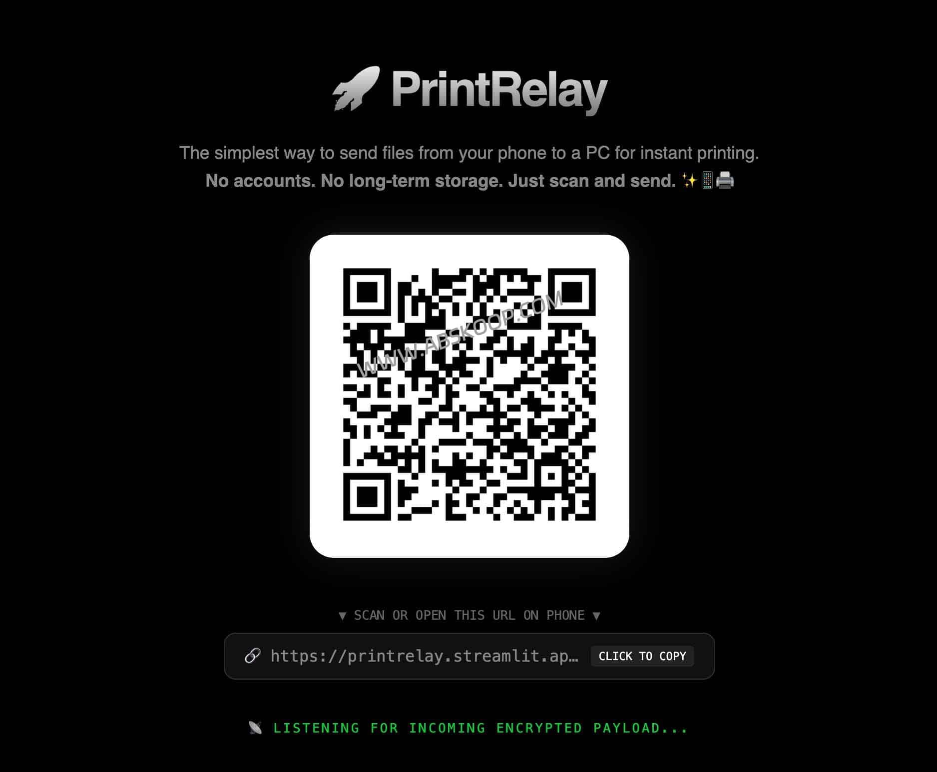 公用电脑传文件更稳！PrintRelay：扫码秒传的免登录临时文件传输工具
