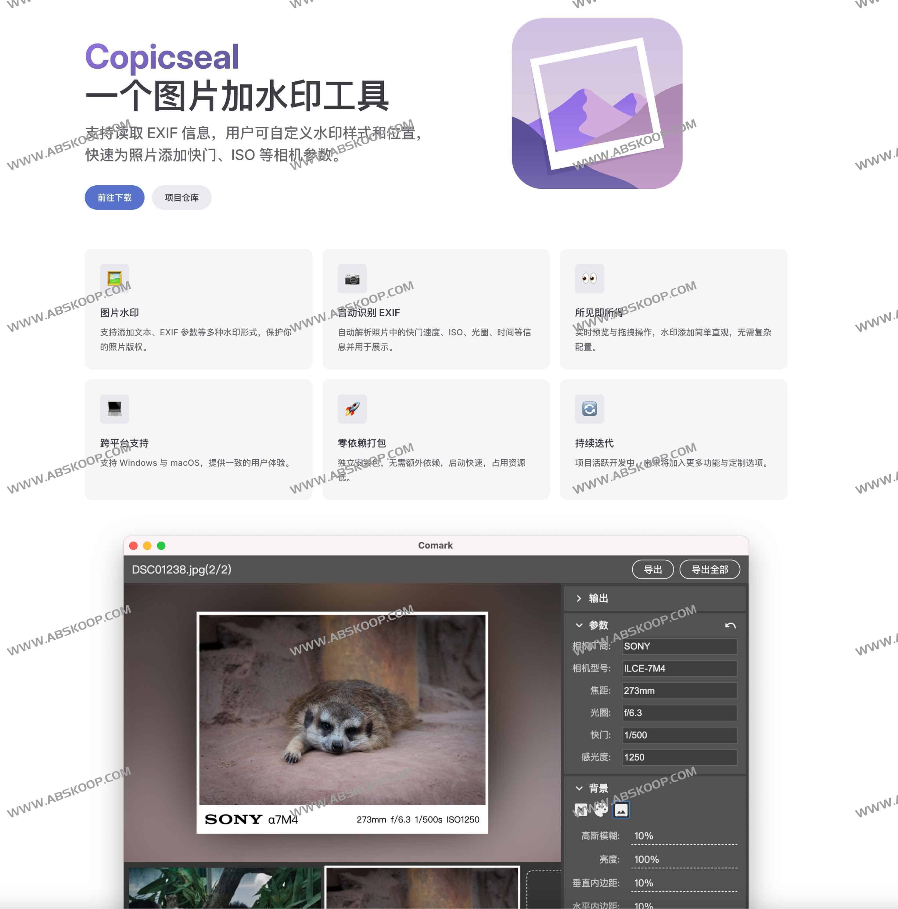 Copicseal：摄影师必备的开源图片水印工具，支持EXIF信息自动识别