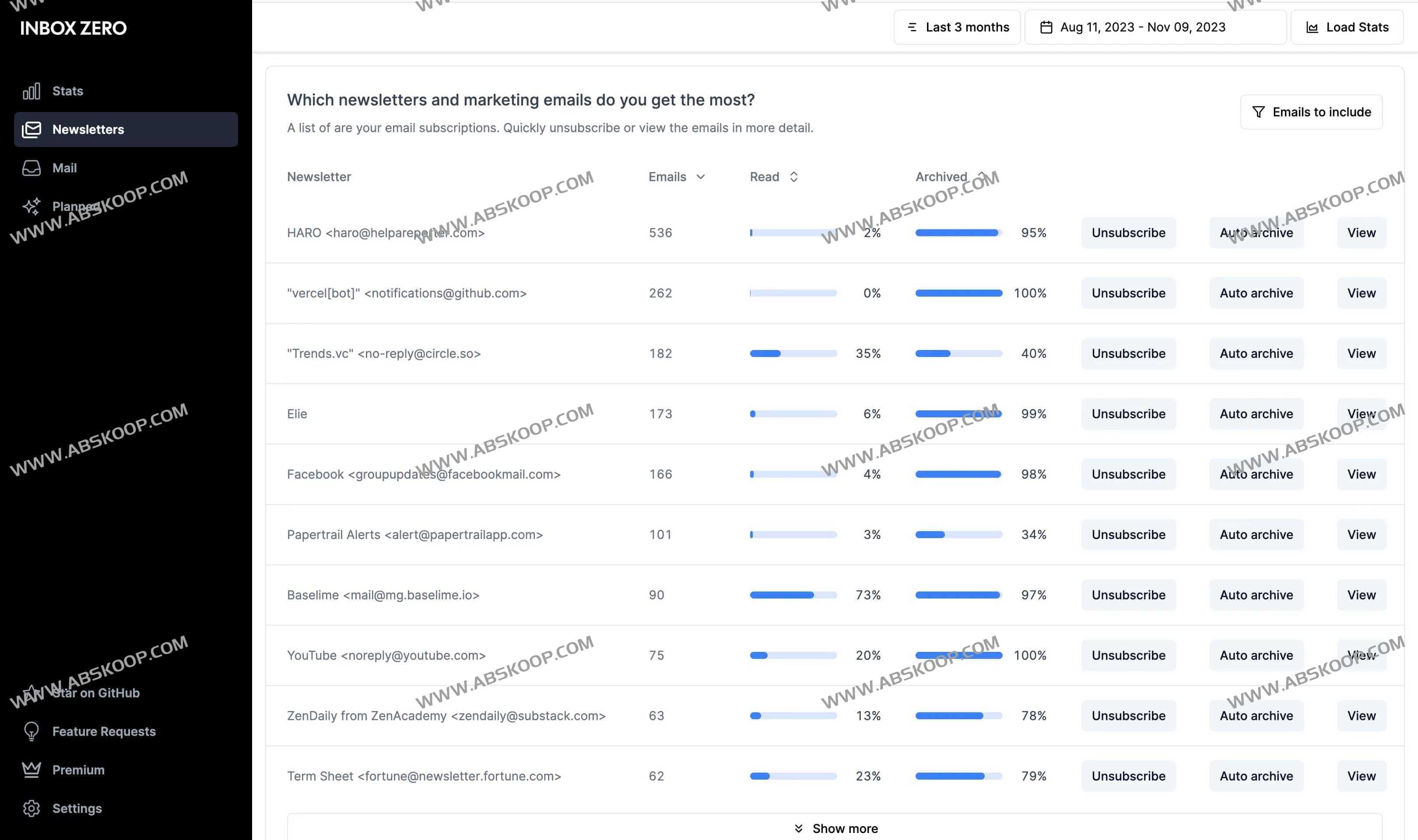 Inbox Zero-开源AI电子邮件管理分析工具 一键取消营销邮件订阅