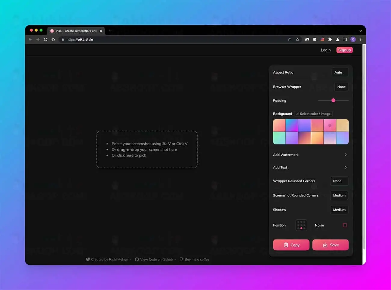 开源的截图美化工具 Pika